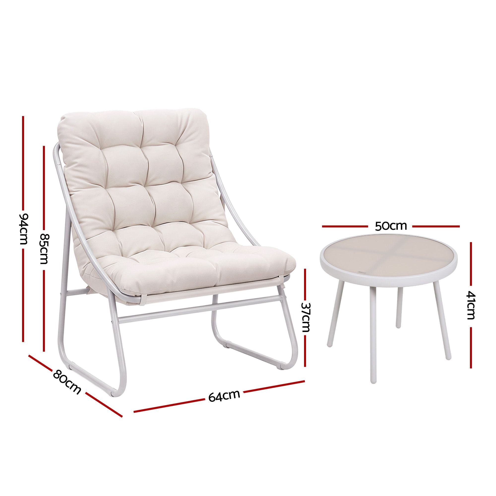 3-Piece Cushioned Outdoor Bistro Set – Khaki & Beige