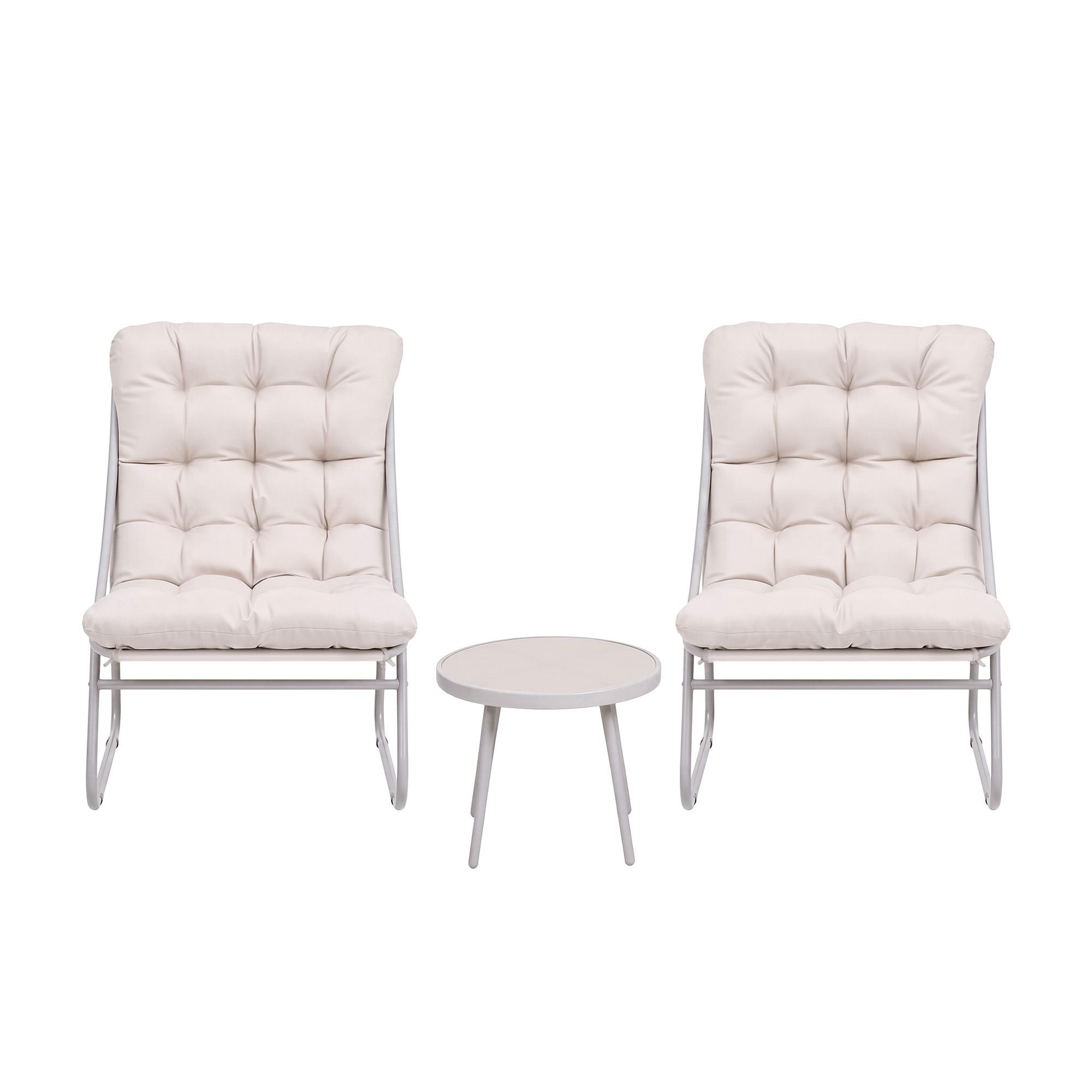 3-Piece Cushioned Outdoor Bistro Set – Khaki & Beige
