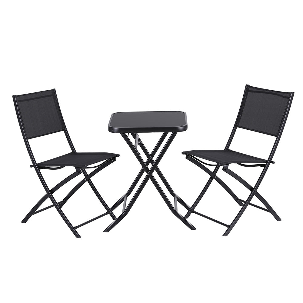 Oxford 2-Seater Folding Outdoor Bistro Set – Black