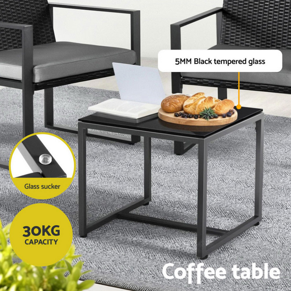 3PC Wicker Outdoor Bistro Set - Black - Homecoze