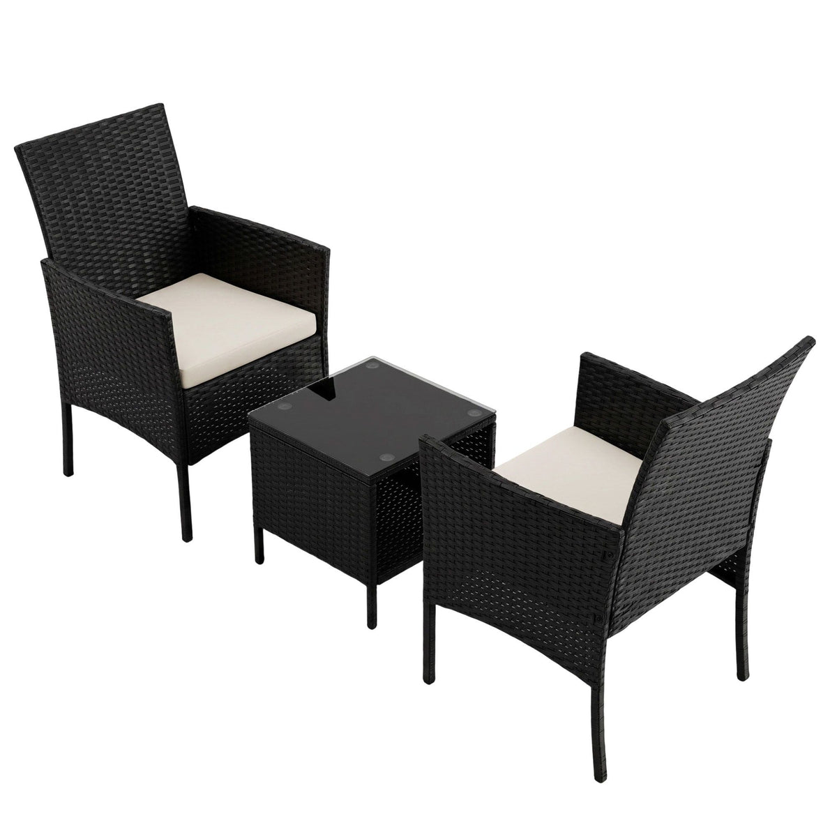 3PC Outdoor Wicker Bistro Set - Black