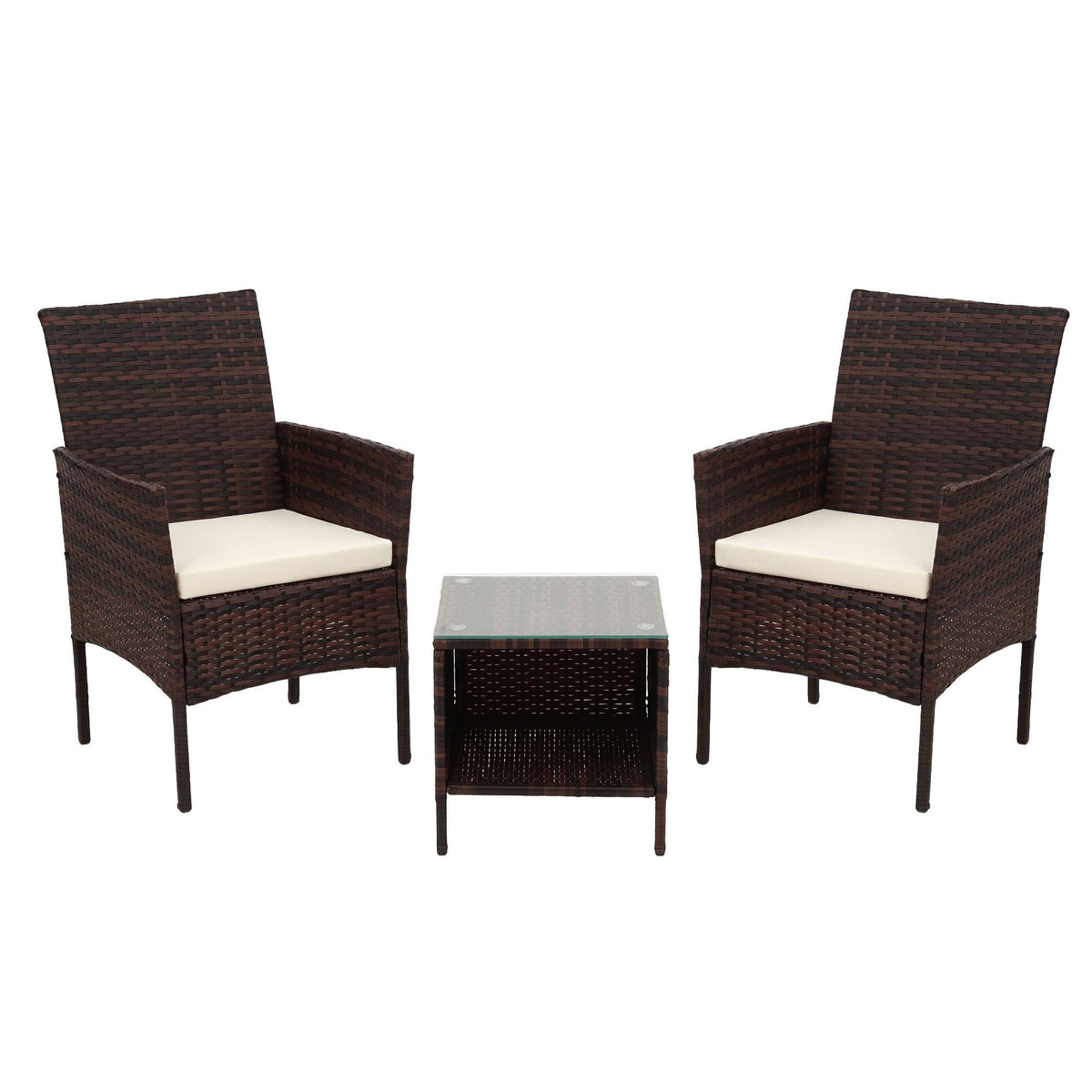3PC Outdoor Wicker Bistro Set - Brown
