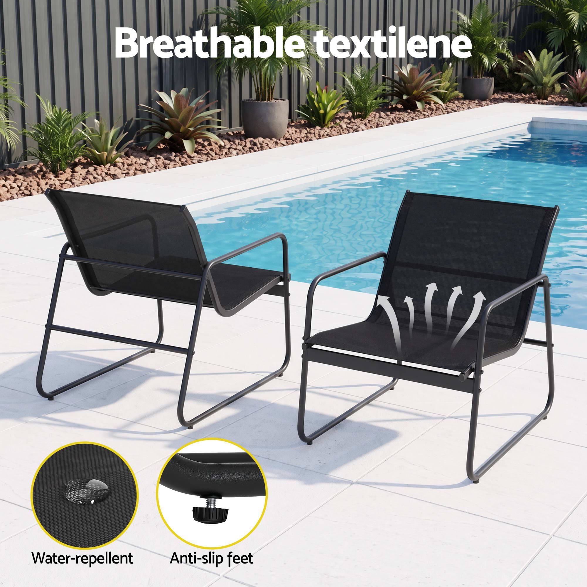 Henley 2-Seater Outdoor Bistro Set – Black