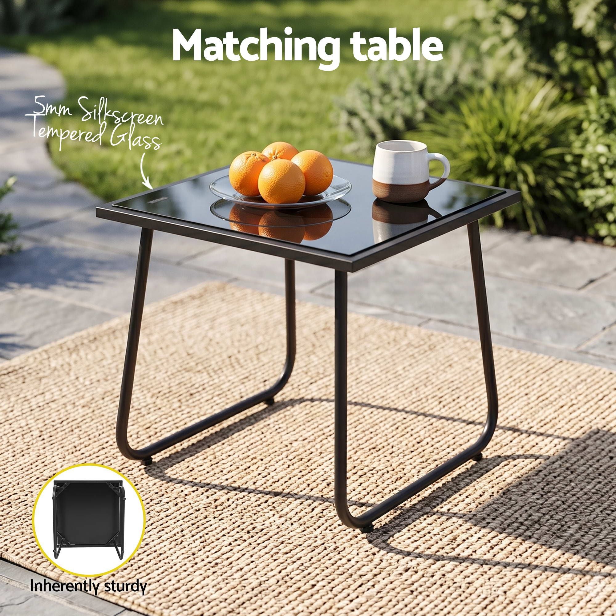 Henley 2-Seater Outdoor Bistro Set – Black