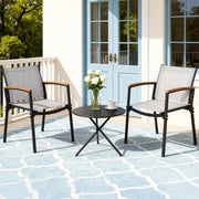 Gardeon 3PC Outdoor Bistro Set Table and Chairs Steel Dining Chair Patio Furniture Textilene - Homecoze