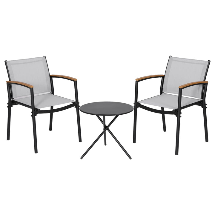 Gardeon 3PC Outdoor Bistro Set Table and Chairs Steel Dining Chair Patio Furniture Textilene - Homecoze