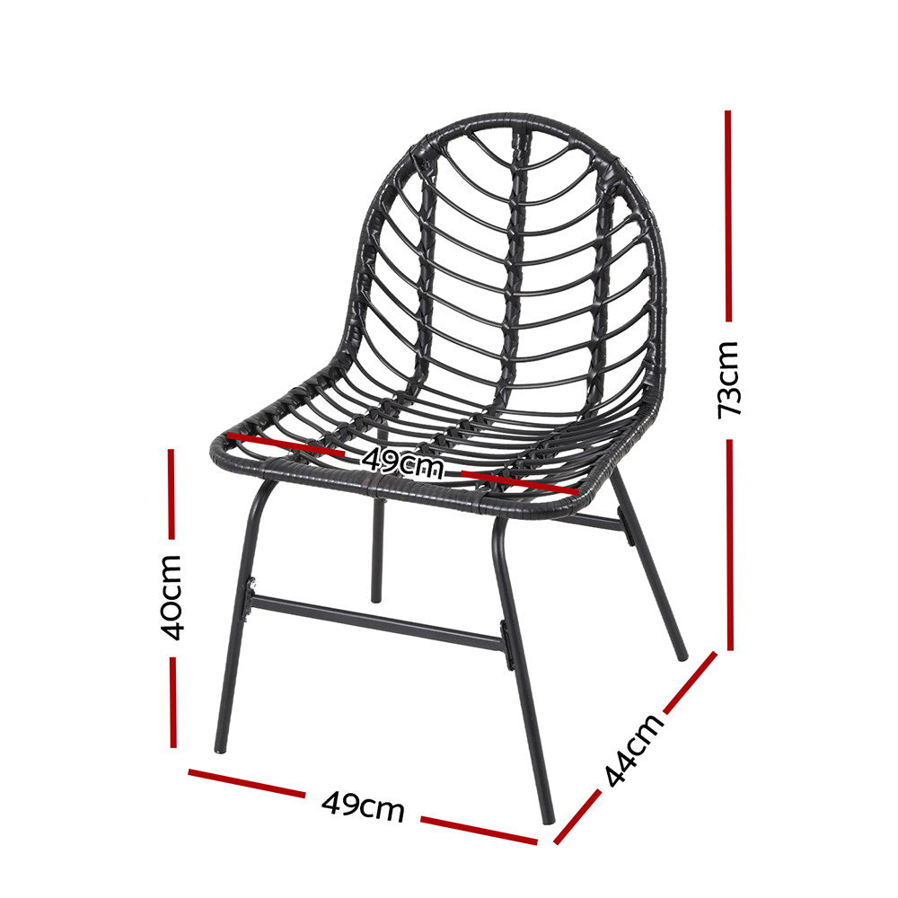 Gardeon 2x Outdoor Chairs Dining Chair Lounge Wicker Patio Furniture Black - Homecoze
