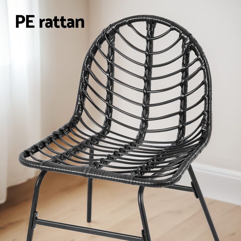 Gardeon 2x Outdoor Chairs Dining Chair Lounge Wicker Patio Furniture Black - Homecoze