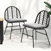 Gardeon 2x Outdoor Chairs Dining Chair Lounge Wicker Patio Furniture Black - Homecoze