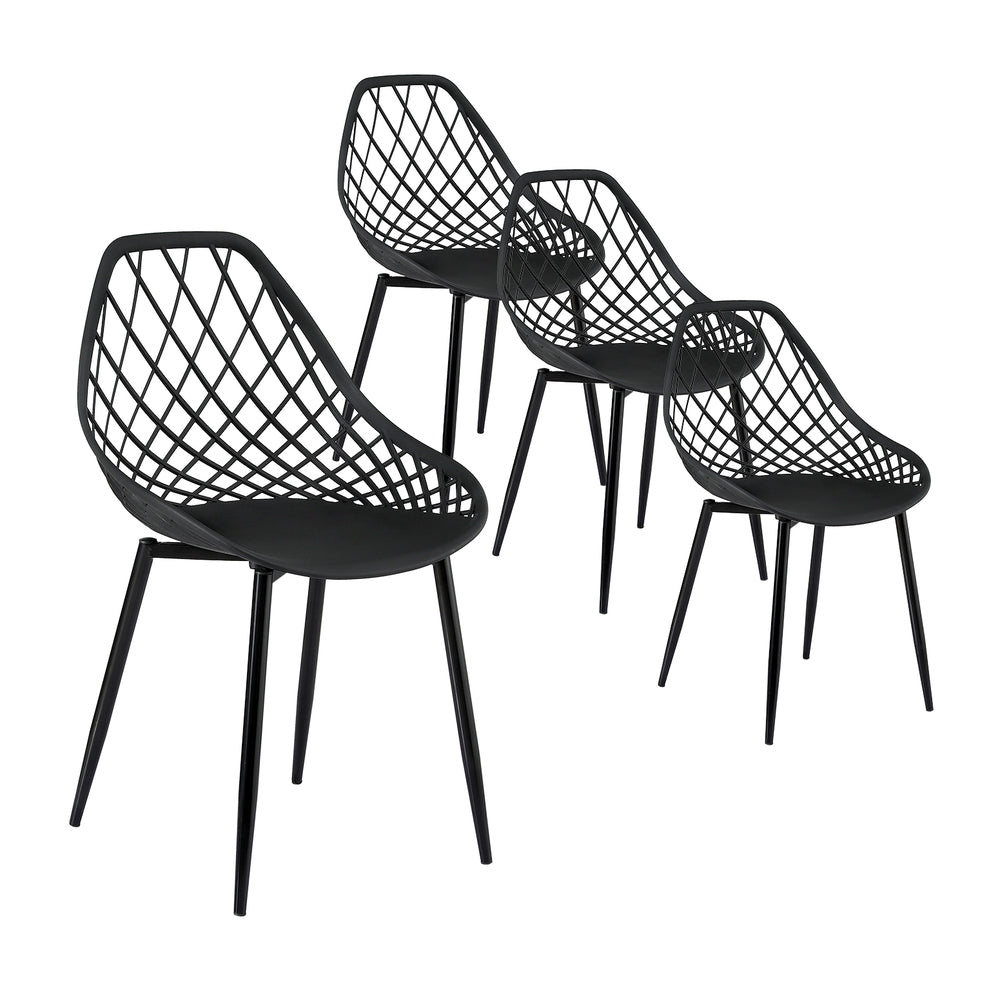 Gardeon 4PC Outdoor Dining Chairs PP Lounge Chair Patio Garden Furniture Black - Homecoze
