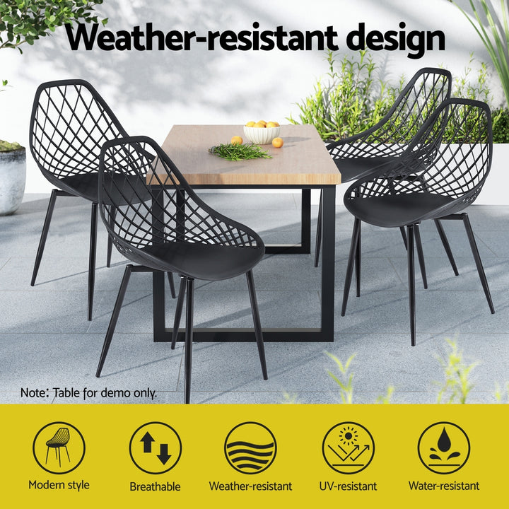 Gardeon 4PC Outdoor Dining Chairs PP Lounge Chair Patio Garden Furniture Black - Homecoze