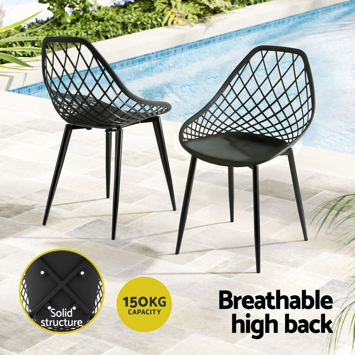 Gardeon 4PC Outdoor Dining Chairs PP Lounge Chair Patio Garden Furniture Black - Homecoze