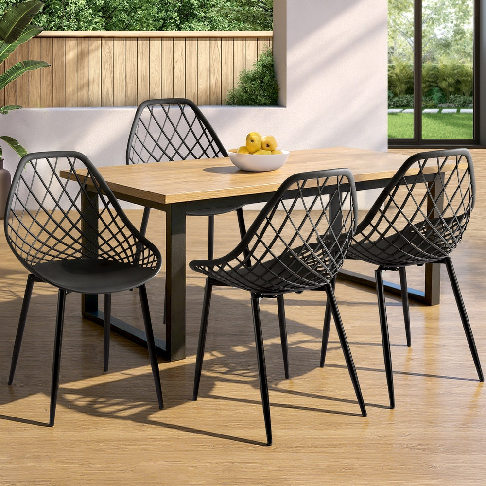 Gardeon 4PC Outdoor Dining Chairs PP Lounge Chair Patio Garden Furniture Black - Homecoze