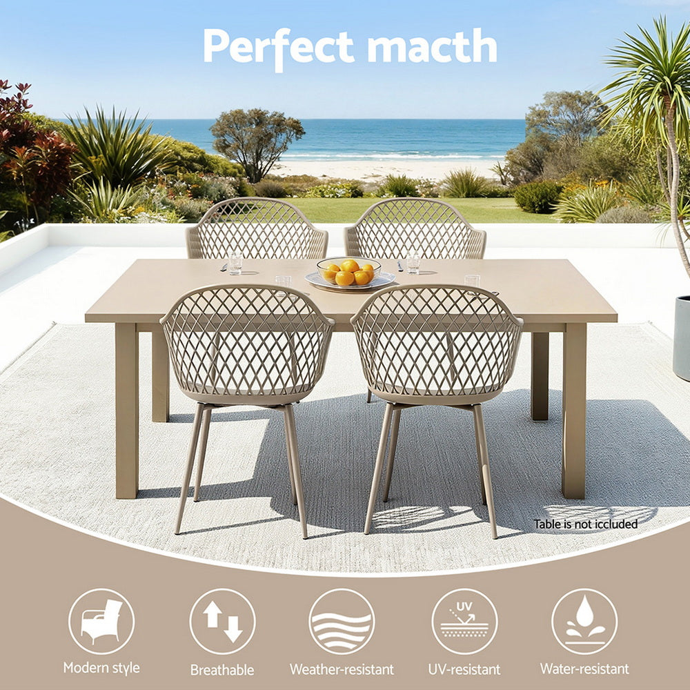 Sienna (Set of 4) Outdoor Dining Chairs - Coffee - Homecoze