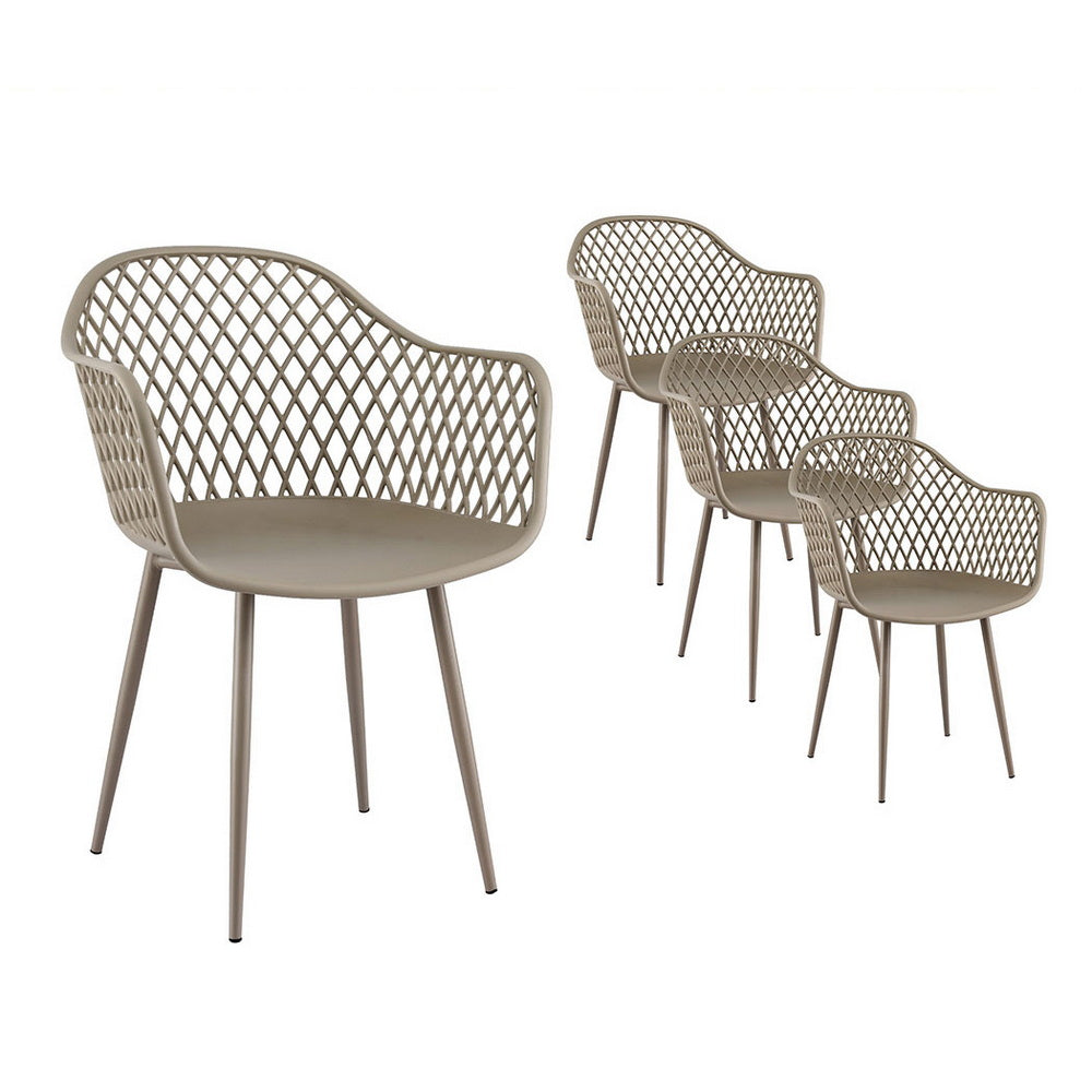 Sienna (Set of 4) Outdoor Dining Chairs - Coffee - Homecoze