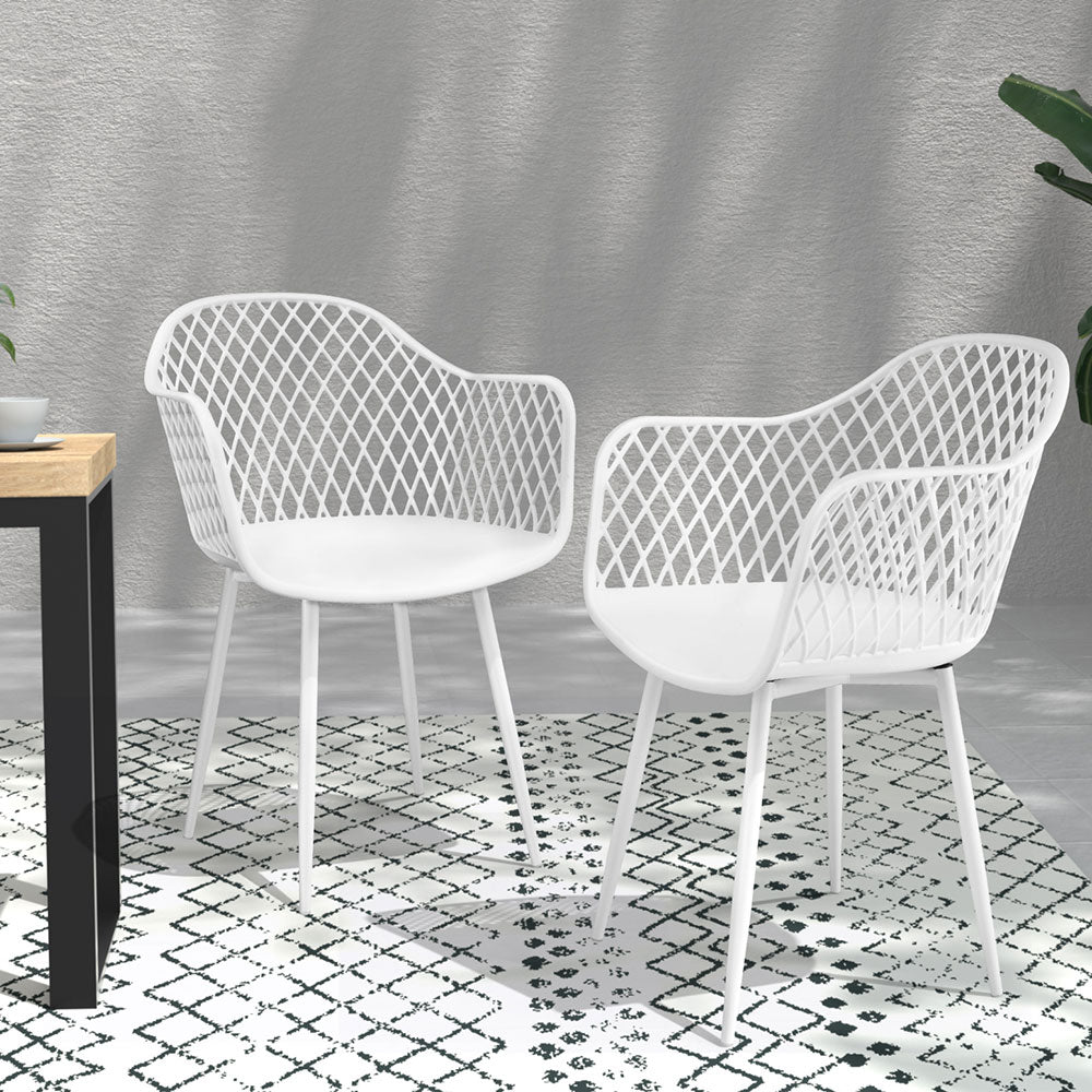 Sienna (Set of 4) Outdoor Dining Chairs - White - Homecoze