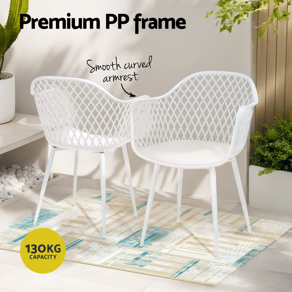 Sienna (Set of 4) Outdoor Dining Chairs - White - Homecoze