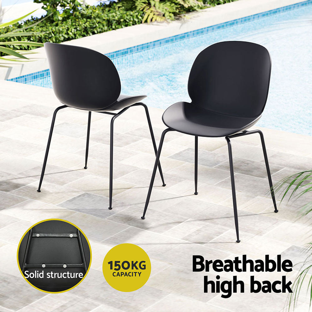 Maris (Set of 4) Outdoor Dining Chairs - Black - Homecoze