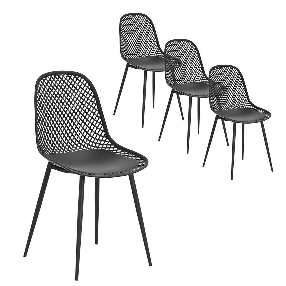 Marlo (Set of 4) Outdoor Dining Chairs - Black - Homecoze