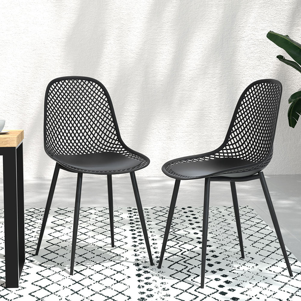 Marlo (Set of 4) Outdoor Dining Chairs - Black - Homecoze