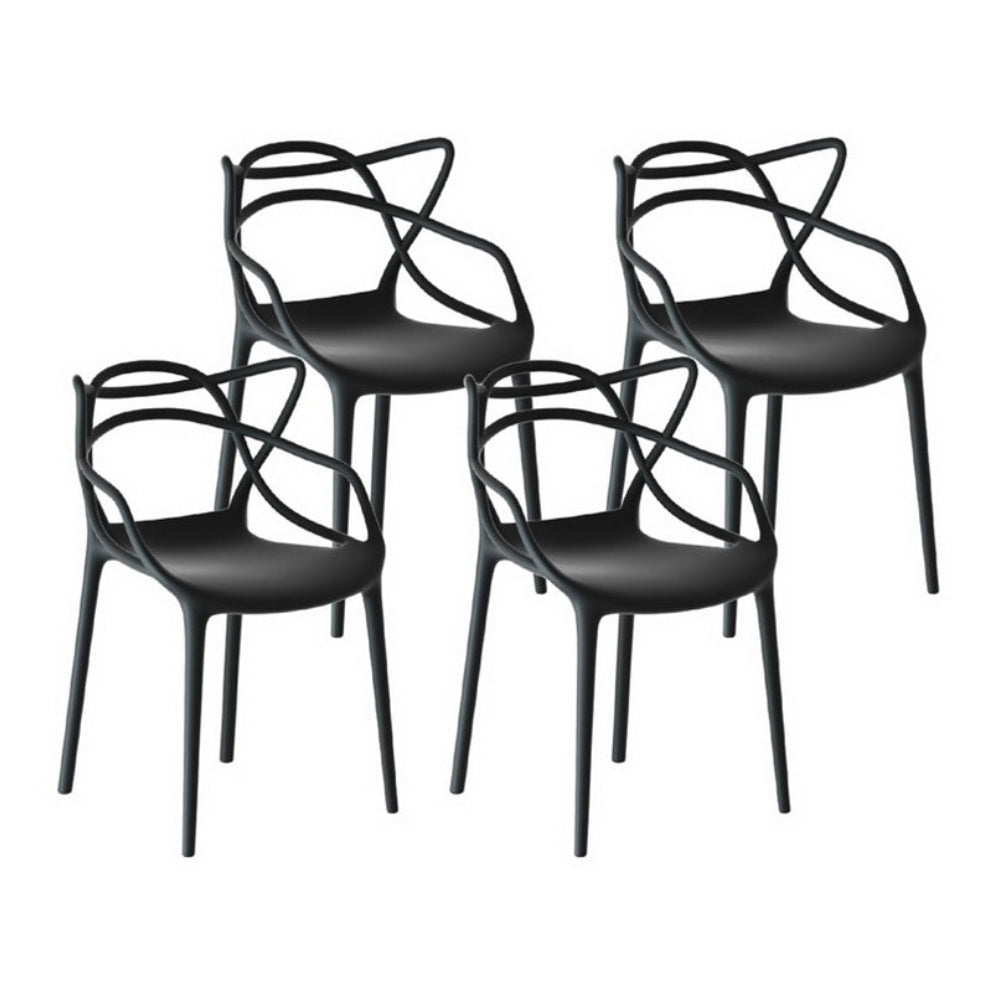 Alden (Set of 4) Stackable Outdoor Dining Chairs - Black