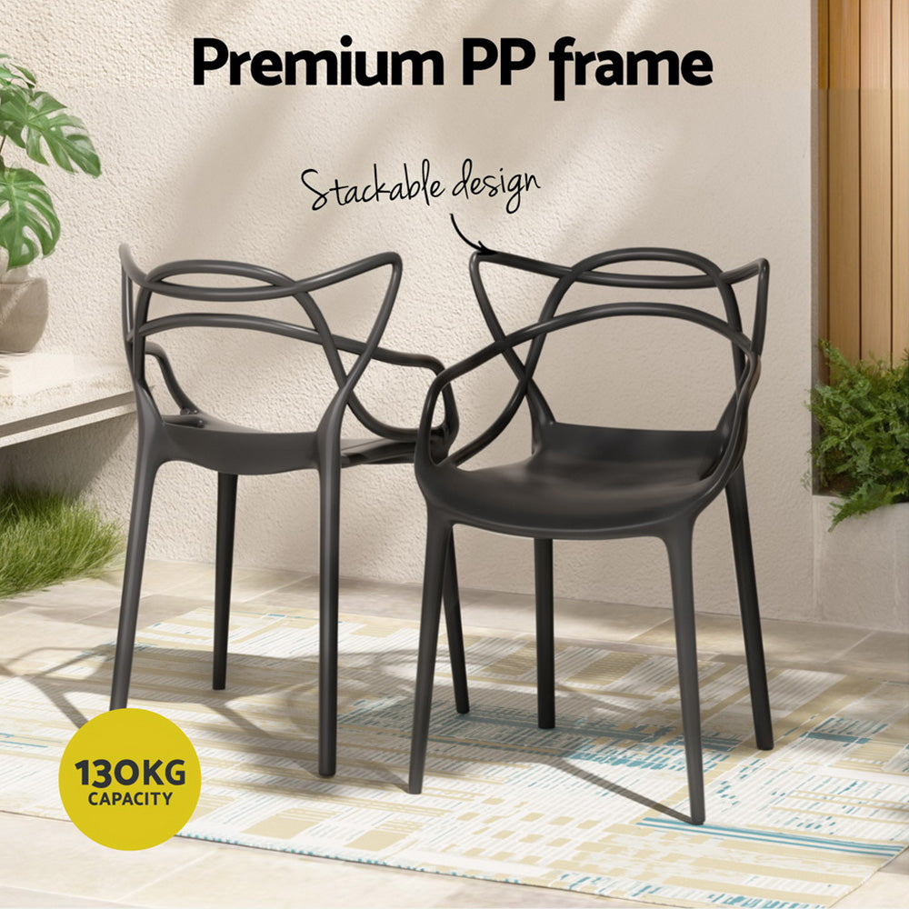 Alden (Set of 4) Stackable Outdoor Dining Chairs - Black