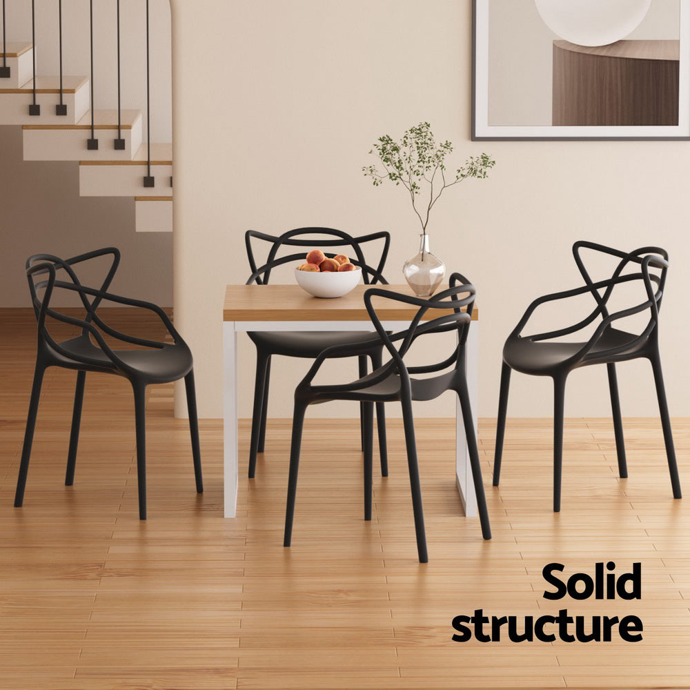 Alden (Set of 4) Stackable Outdoor Dining Chairs - Black