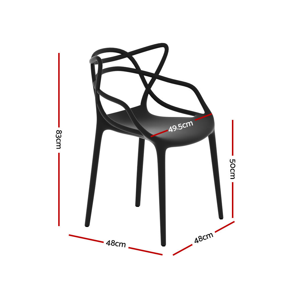 Alden (Set of 4) Stackable Outdoor Dining Chairs - Black