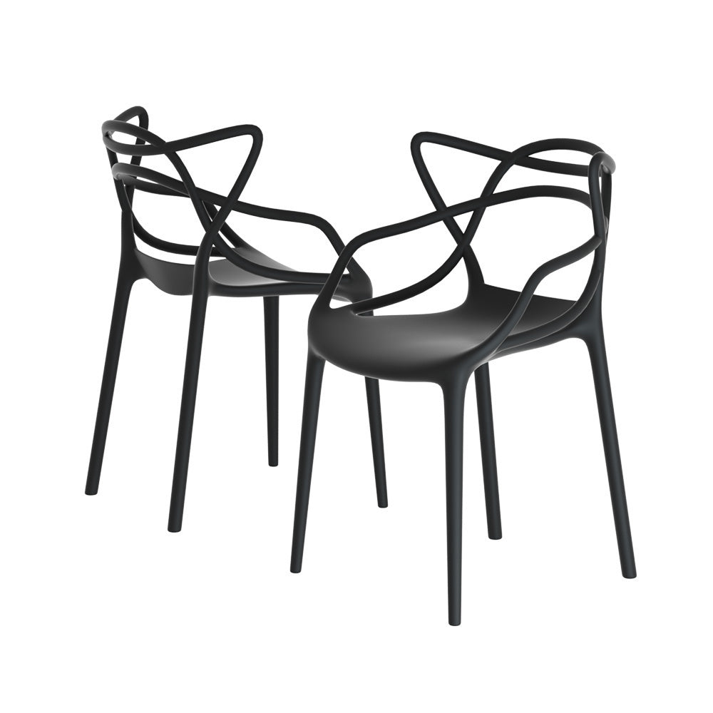 Alden (Set of 4) Stackable Outdoor Dining Chairs - Black