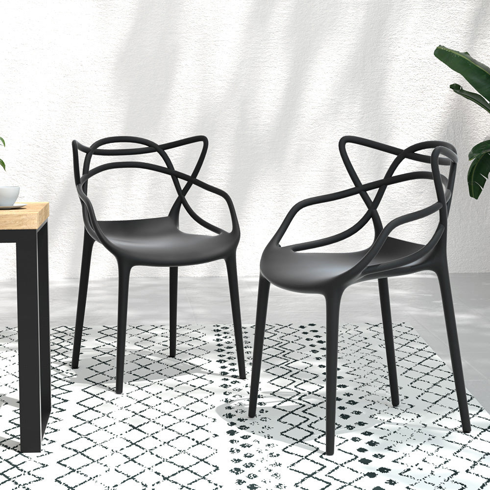 Alden (Set of 4) Stackable Outdoor Dining Chairs - Black - Homecoze