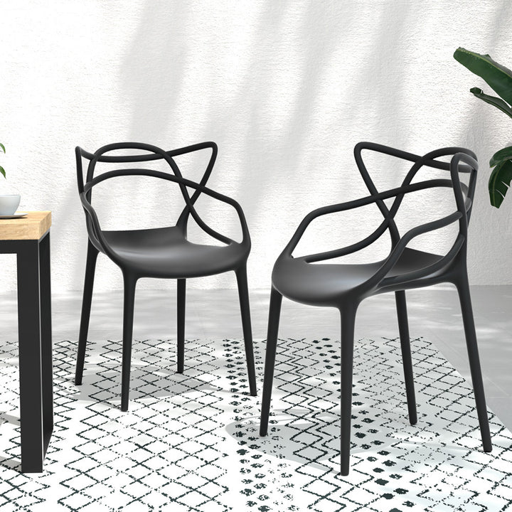 Alden (Set of 4) Stackable Outdoor Dining Chairs - Black