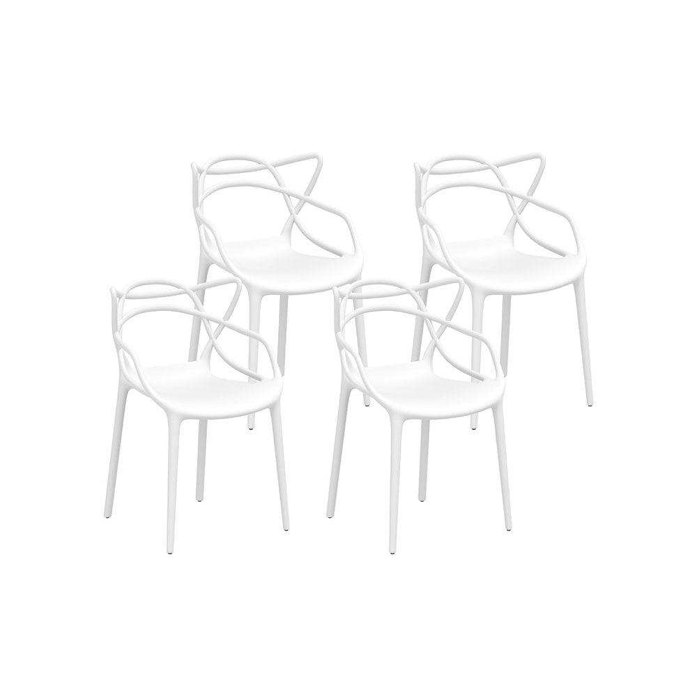 Alden (Set of 4) Stackable Outdoor Dining Chairs - White - Homecoze
