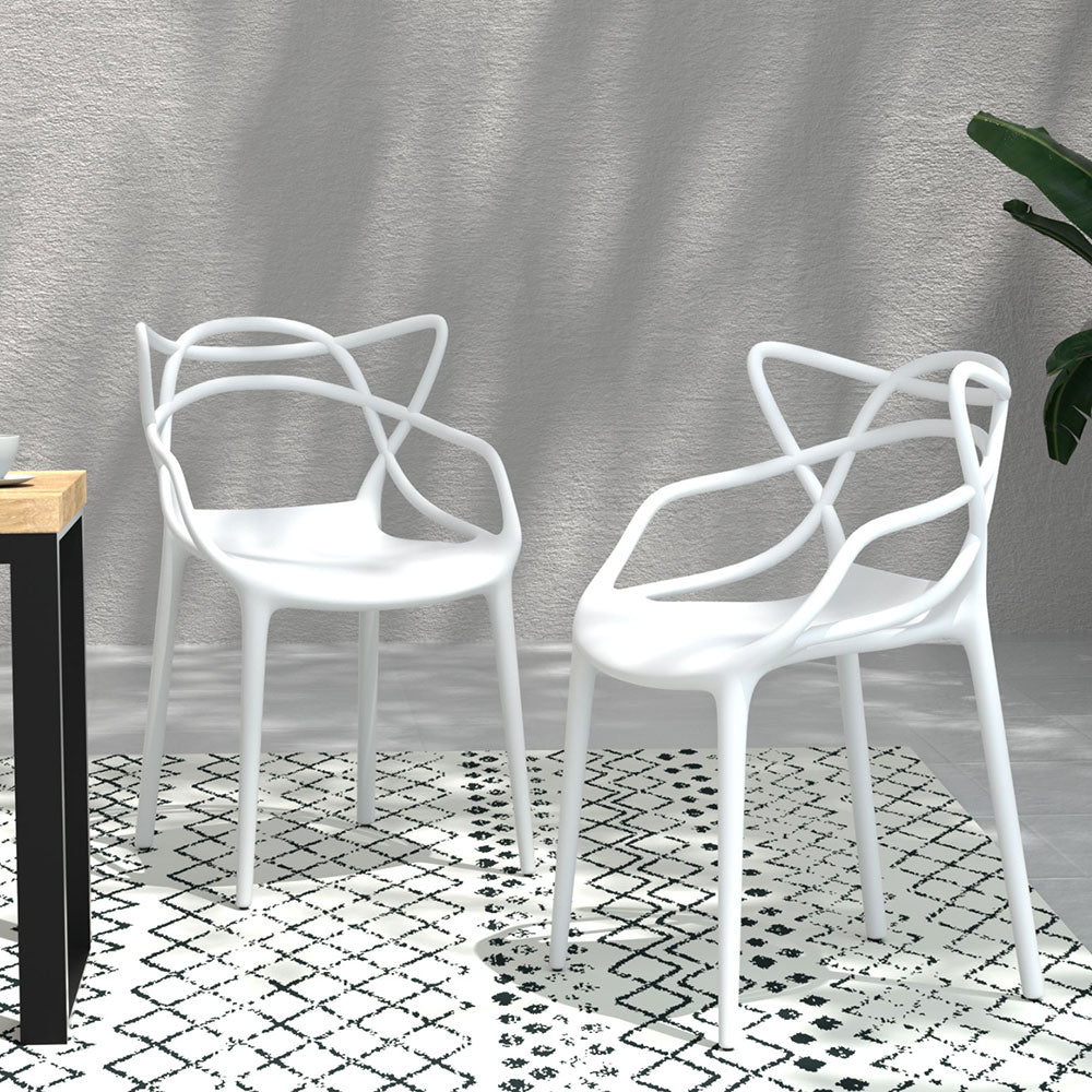 Alden (Set of 4) Stackable Outdoor Dining Chairs - White - Homecoze