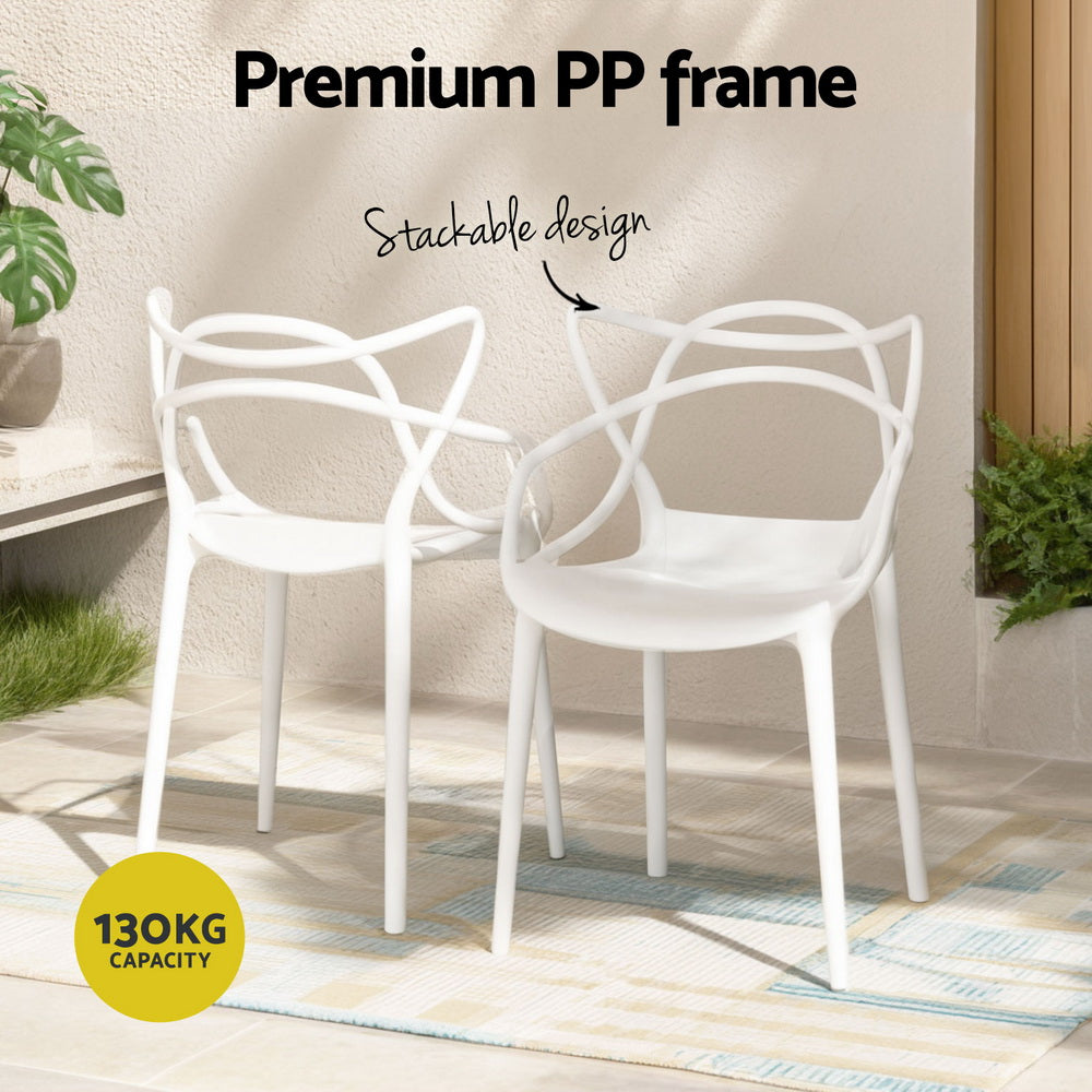 Alden (Set of 4) Stackable Outdoor Dining Chairs - White - Homecoze