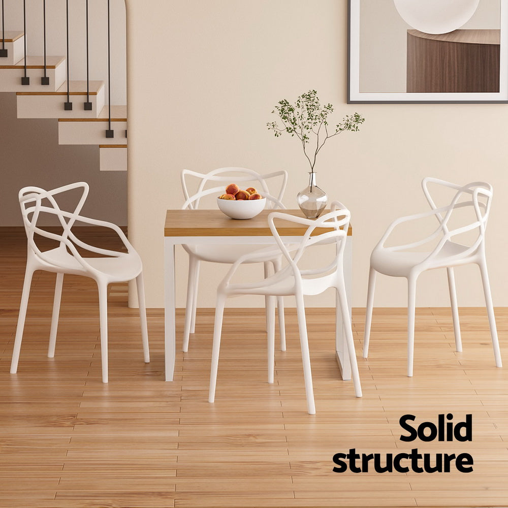 Alden (Set of 4) Stackable Outdoor Dining Chairs - White - Homecoze