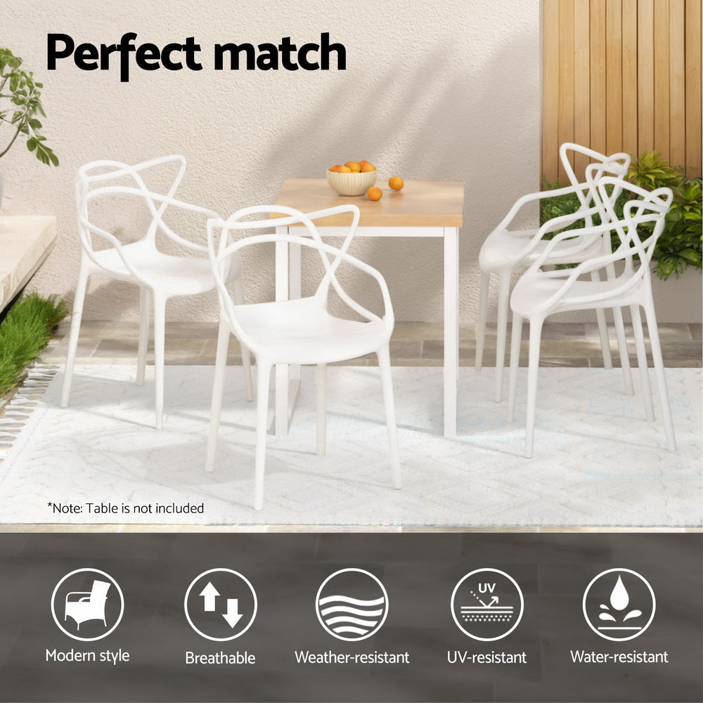 Alden (Set of 4) Stackable Outdoor Dining Chairs - White