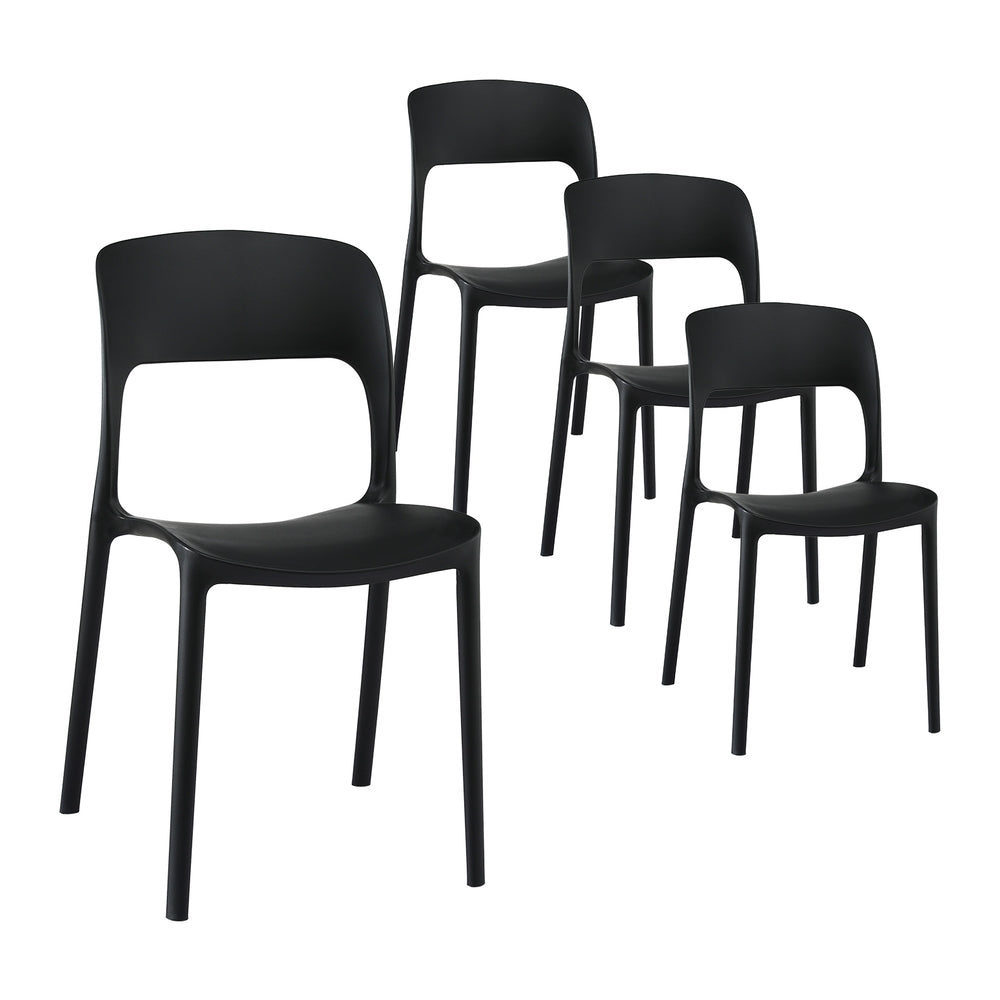 Gardeon 4PC Outdoor Dining Chairs Stackable PP Patio Chair Garden Furniture Black - Homecoze