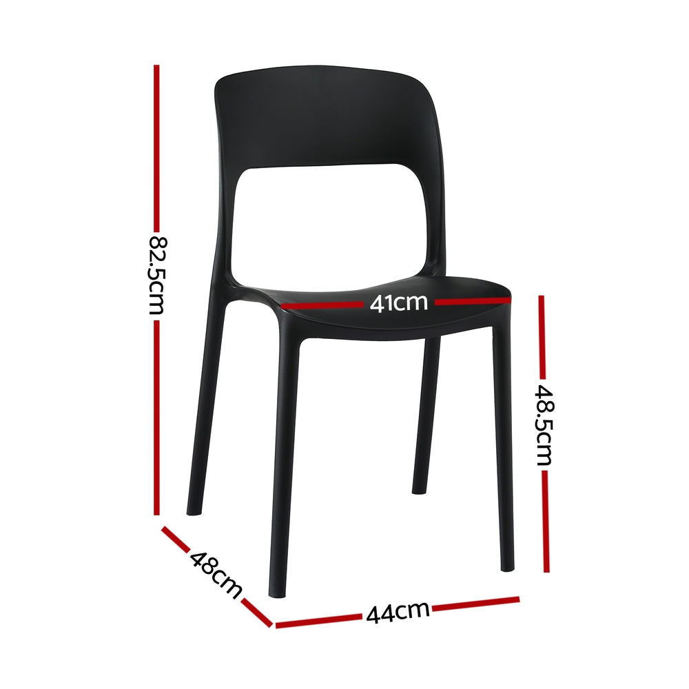 Gardeon 4PC Outdoor Dining Chairs Stackable PP Patio Chair Garden Furniture Black - Homecoze