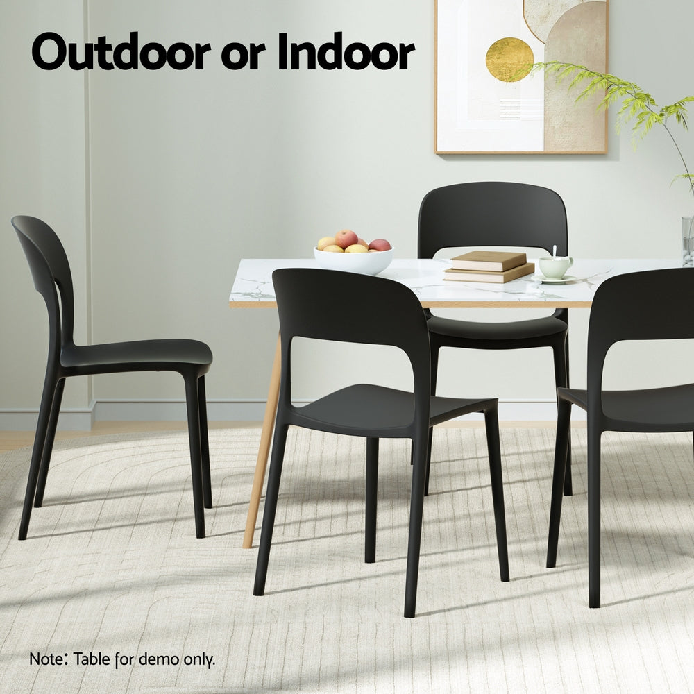 Gardeon 4PC Outdoor Dining Chairs Stackable PP Patio Chair Garden Furniture Black - Homecoze