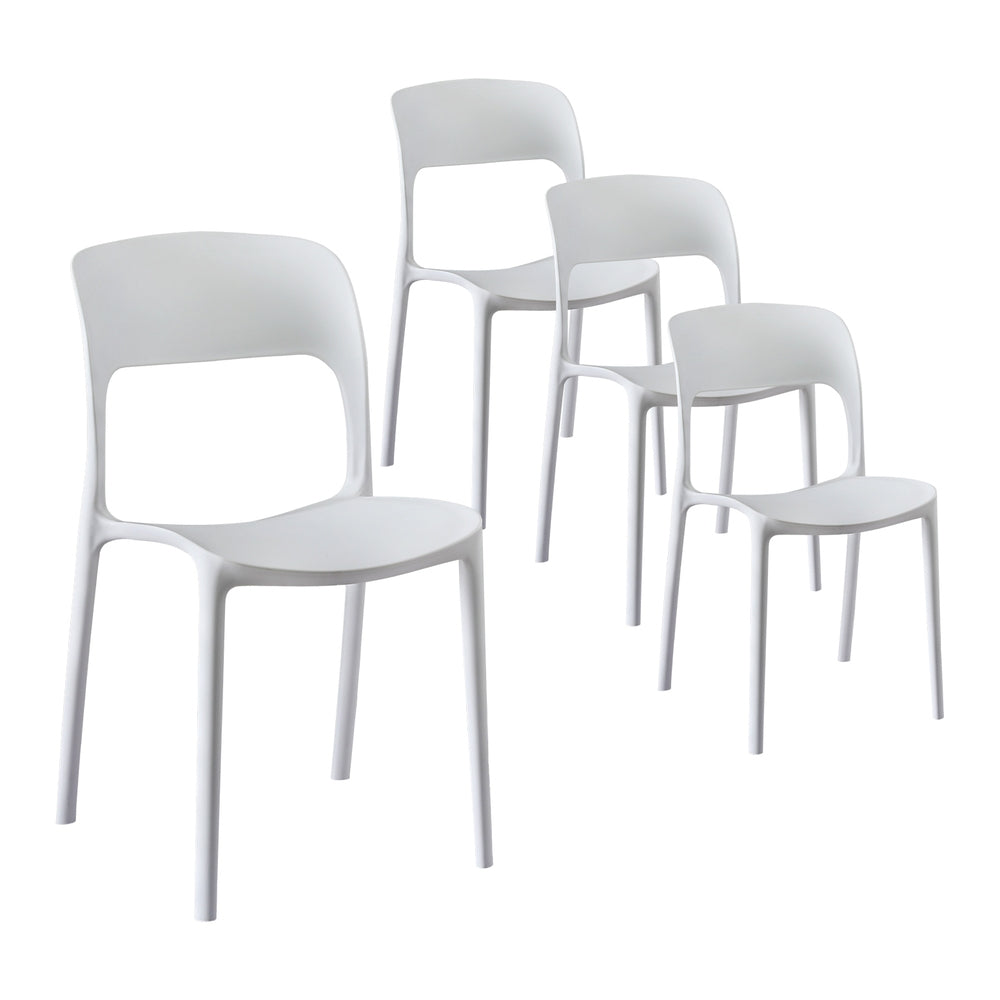 Gardeon 4PC Outdoor Dining Chairs Stackable PP Patio Chair Garden Furniture White - Homecoze