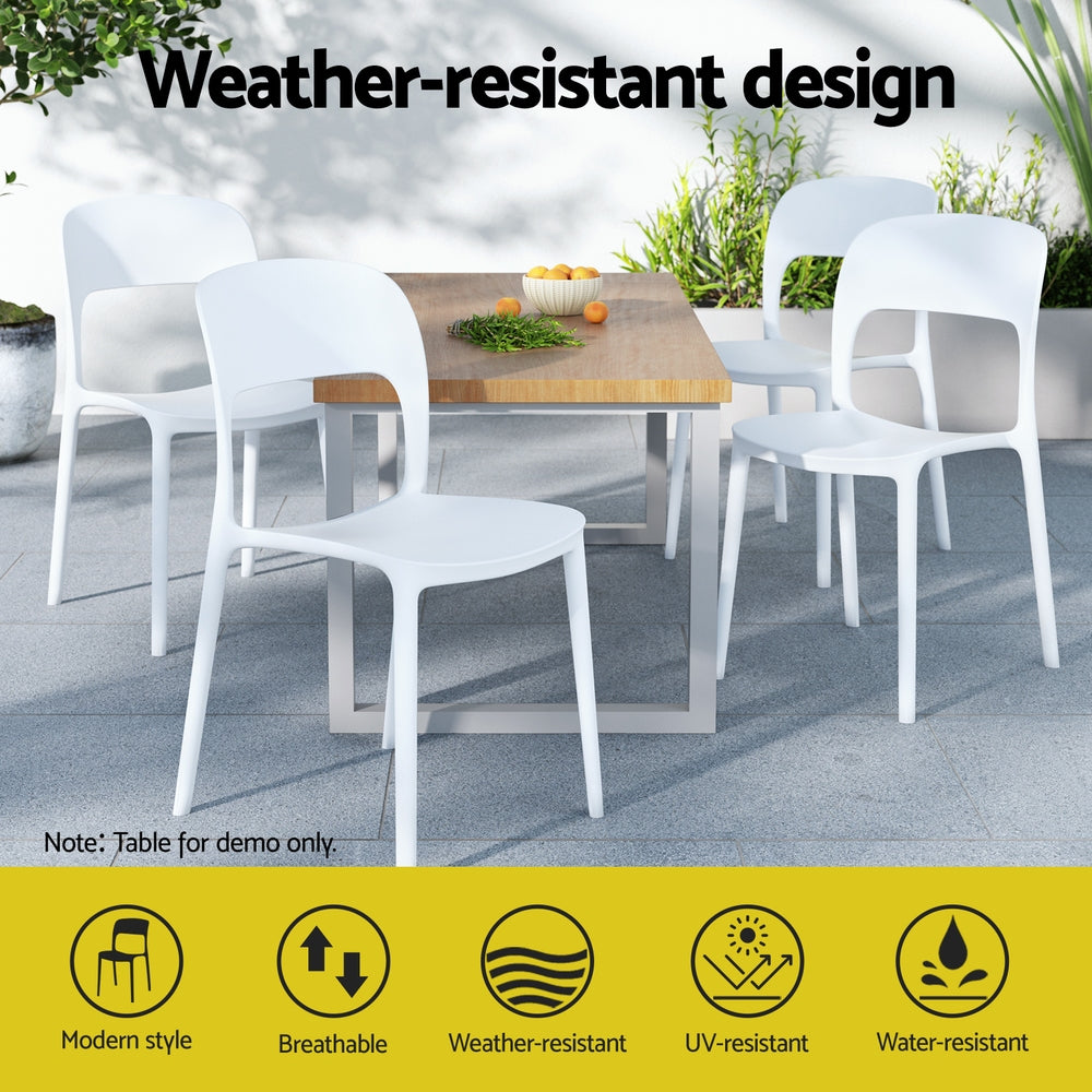 Allegra (Set of 4) Stackable Outdoor Dining Chairs - White
