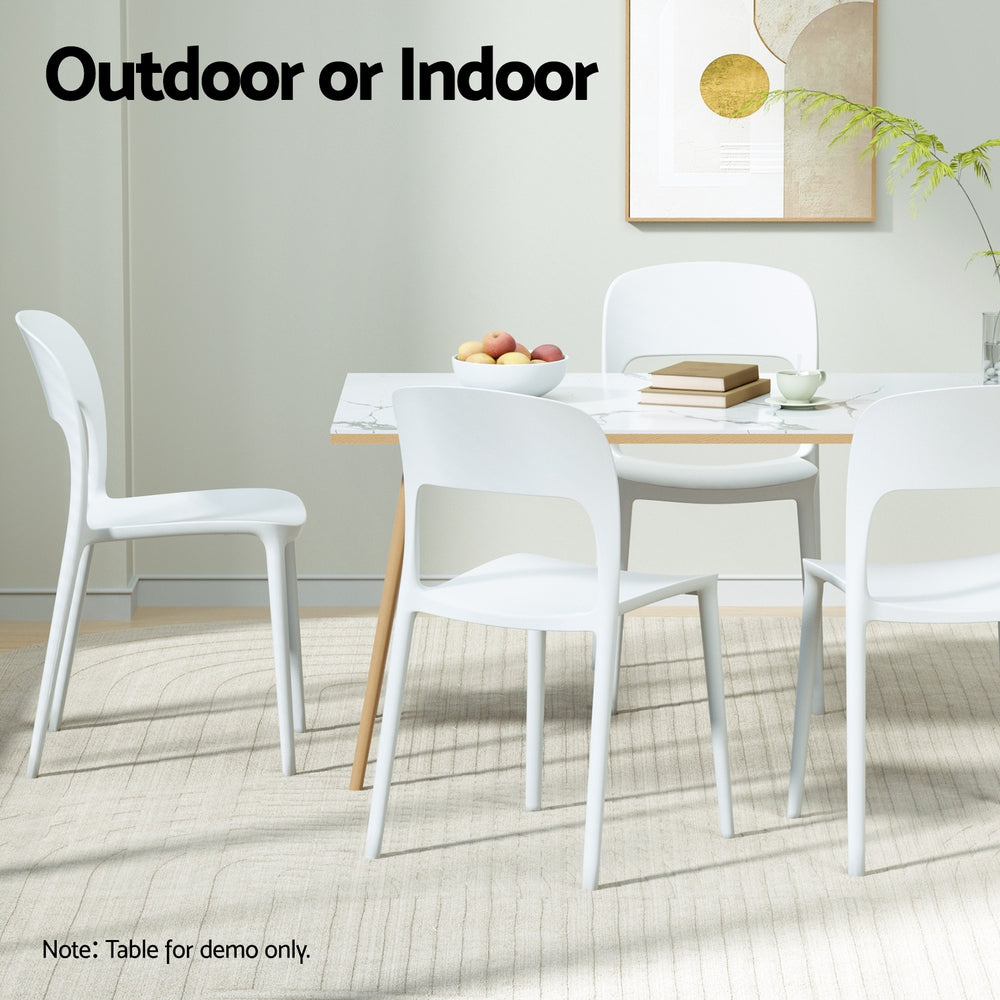 Gardeon 4PC Outdoor Dining Chairs Stackable PP Patio Chair Garden Furniture White - Homecoze