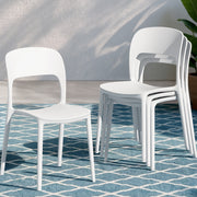 Gardeon 4PC Outdoor Dining Chairs Stackable PP Patio Chair Garden Furniture White - Homecoze