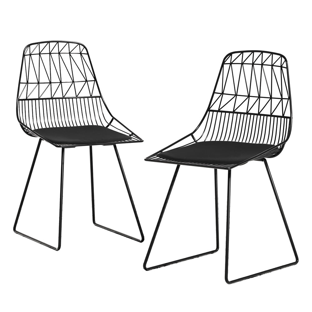 Ridge (Set of 2) Steel Outdoor Dining Chairs - Black - Homecoze