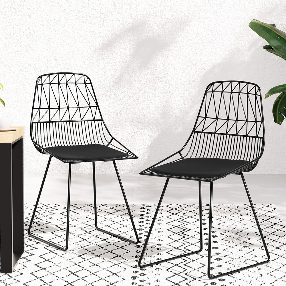 Ridge (Set of 2) Steel Outdoor Dining Chairs - Black - Homecoze
