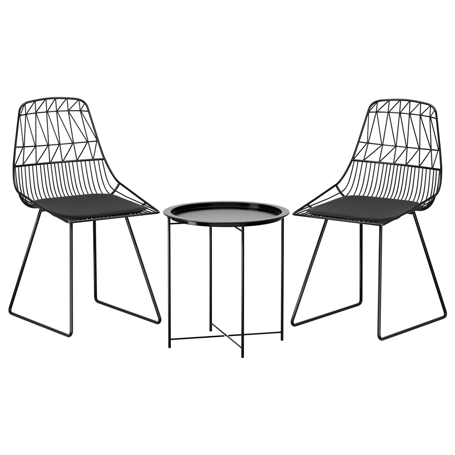 Ridge 3PC Outdoor Dining Chair & Side Table Set - Black - Homecoze