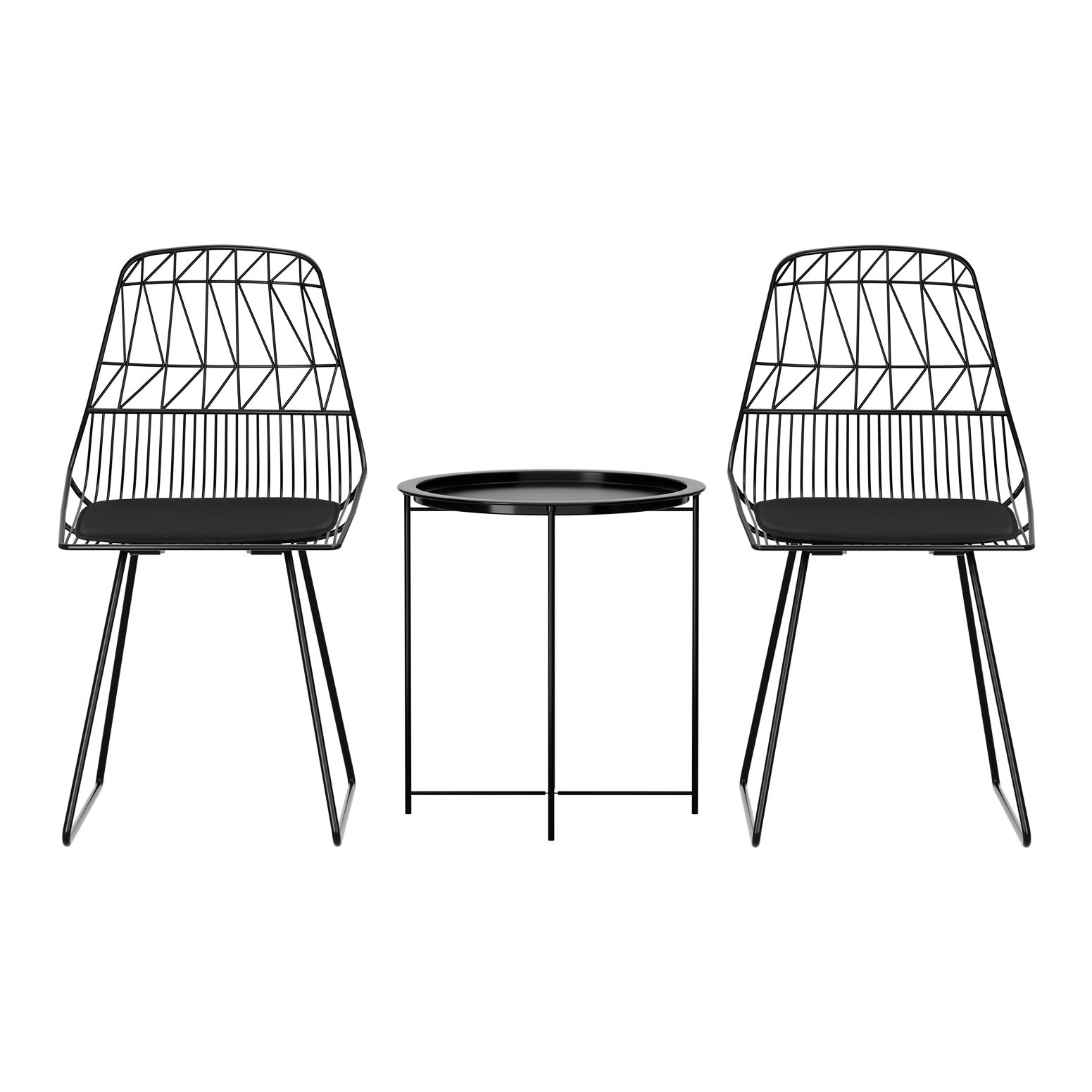 Ridge 3PC Outdoor Dining Chair & Side Table Set - Black - Homecoze