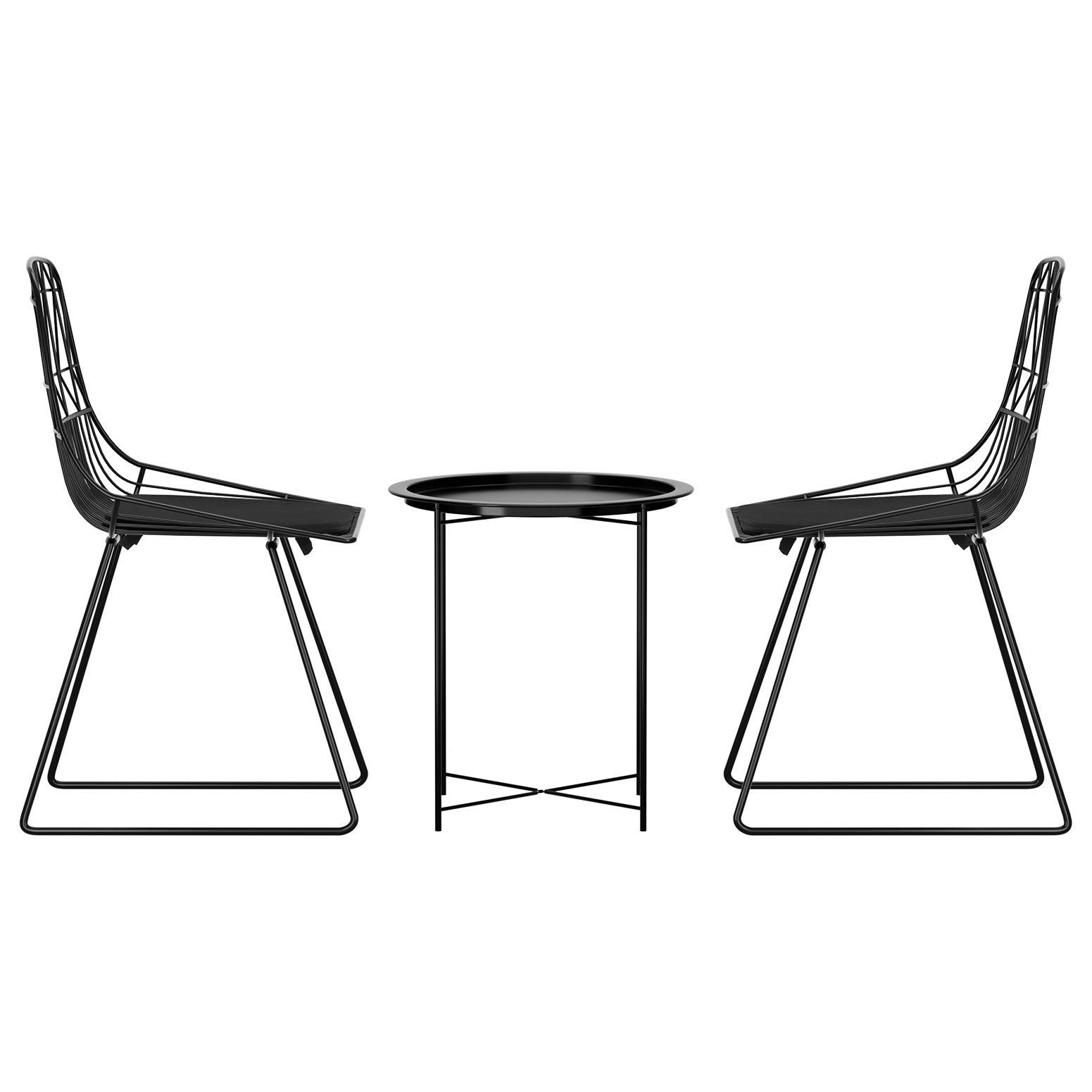 Ridge 3PC Outdoor Dining Chair & Side Table Set - Black - Homecoze