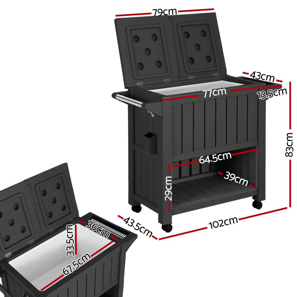 Outdoor Bistro Serving Cart Storage Trolley