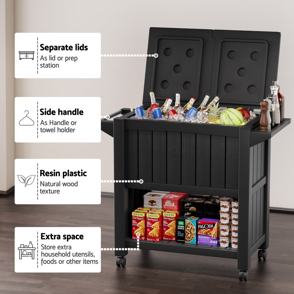 Outdoor Bistro Serving Cart Storage Trolley